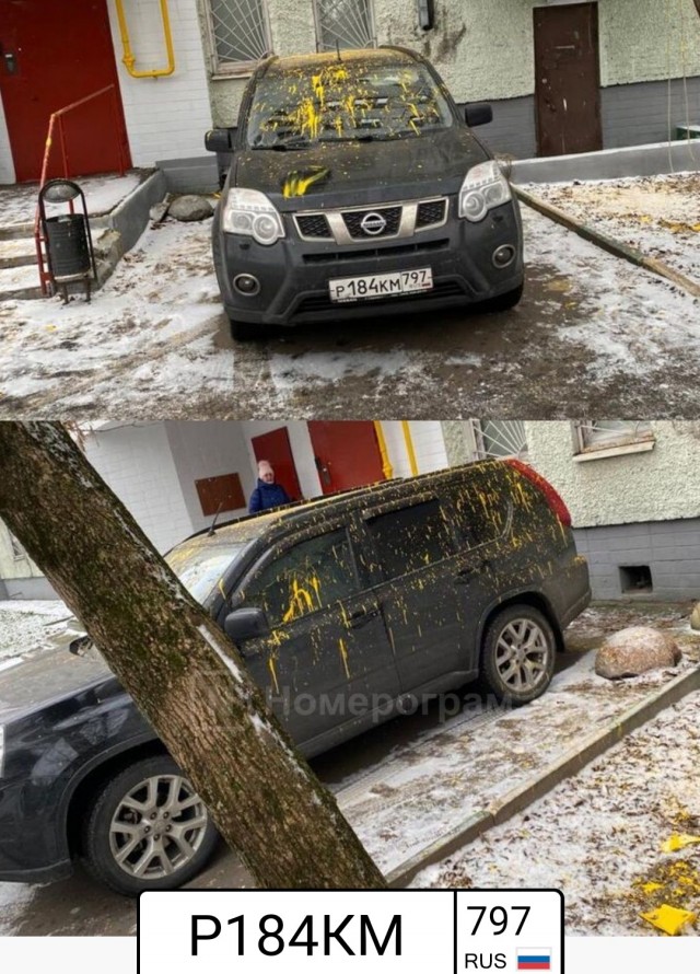 В Люберцах рабочие что-то красили на фасаде жилого дома