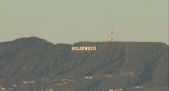 Вандал превратил знаменитую надпись Hollywood в Лос-Анджелесе в Hollyweed