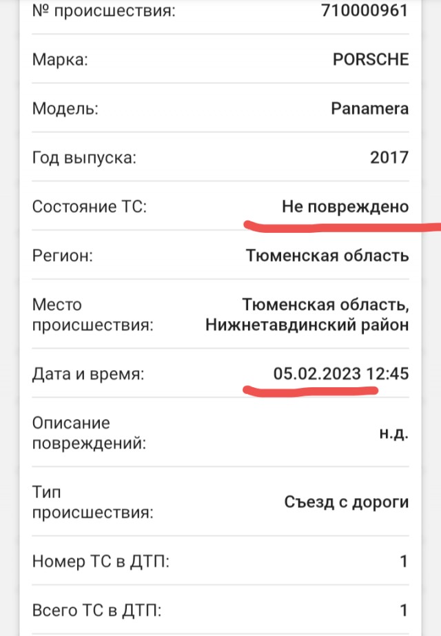Porsche Panamera на свердловских номерах вылетела с трассы Тюмень — Нижняя Тавда