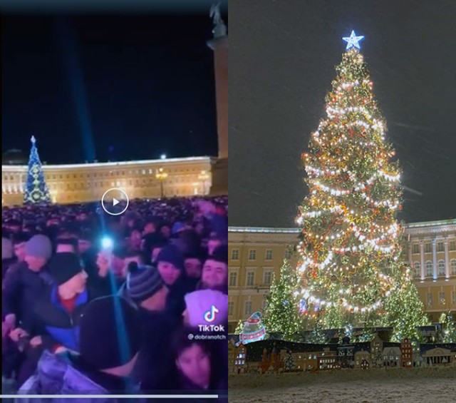 Дворцовая площадь в Ленинобаде на Новый Год