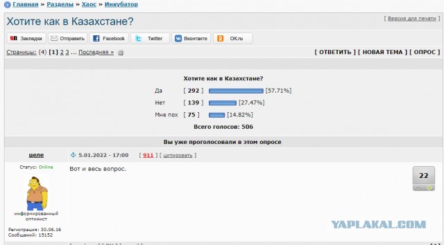 Хотите как в Казахстане? Результат Опроса
