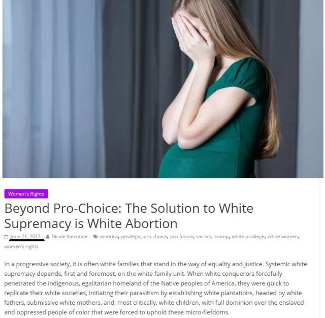 Феминистки призвали убивать белую расу с помощью абортов