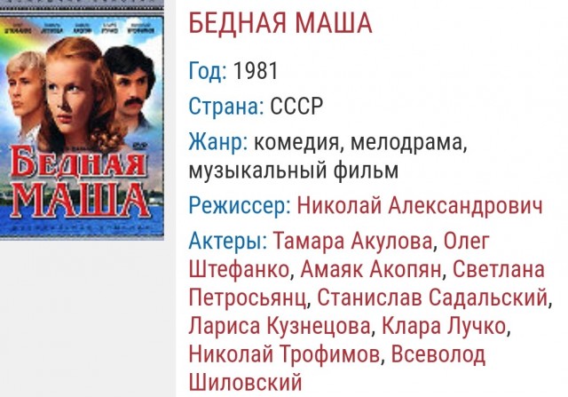 Советские фильмы 1981года.
