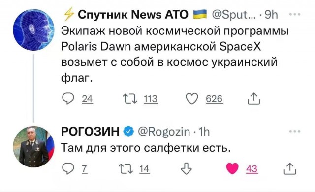 Рогозин и салфетки