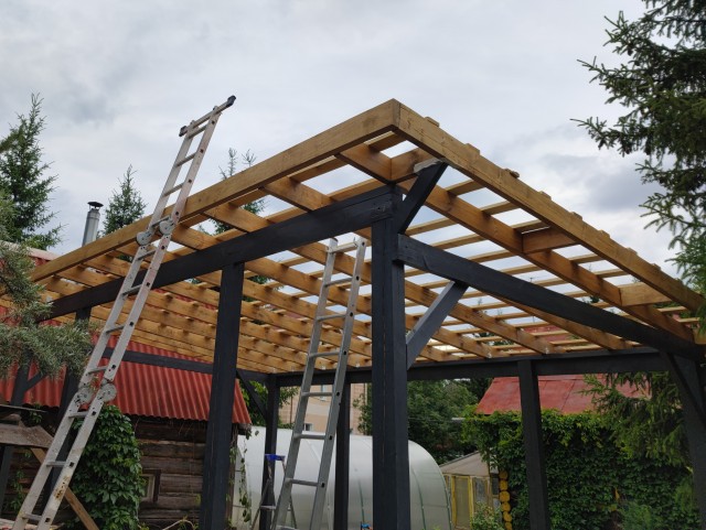 Навес для авто из бруса своими руками