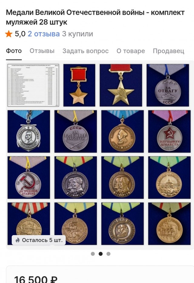 Цена медали
