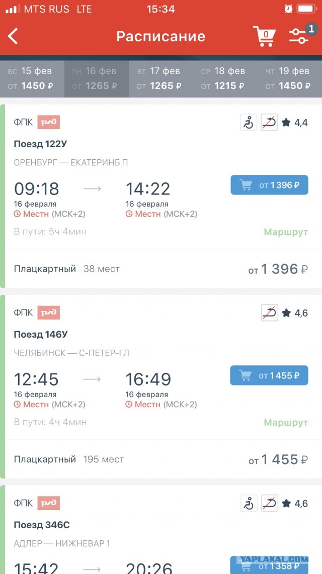 Цены РЖД