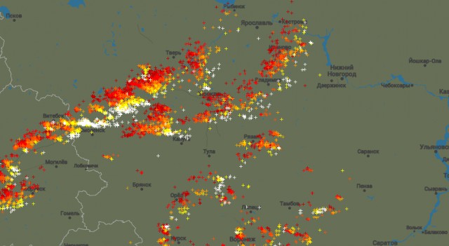 Приближение мощной грозы к Дмитрову ( Московская область, несколько минут назад)