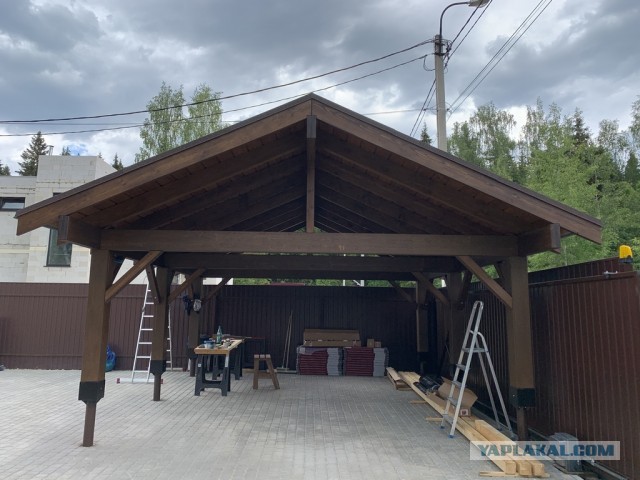 Навес для авто из бруса своими руками