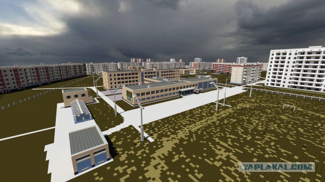 Город Припять и ЧАЭС в minecraft.
