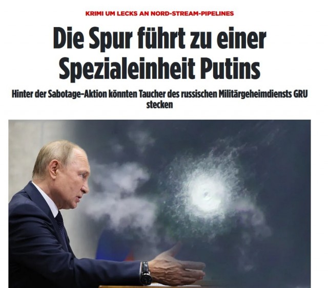 Немецкая Bild утверждает, что трубы «Северных потоков» могли взорвать при помощи «подводного спецподразделения ГРУ».