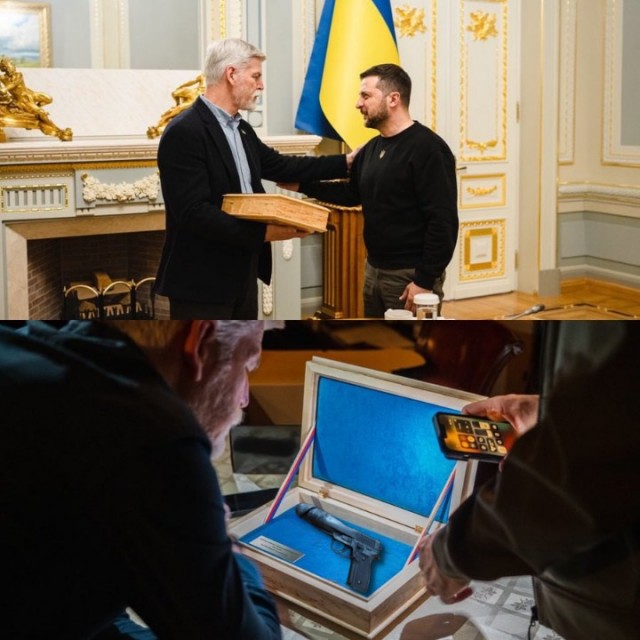 Президент Чехии Петр Павел подарил украинскому коллеге Владимиру Зеленскому легендарный пистолет CZ 75